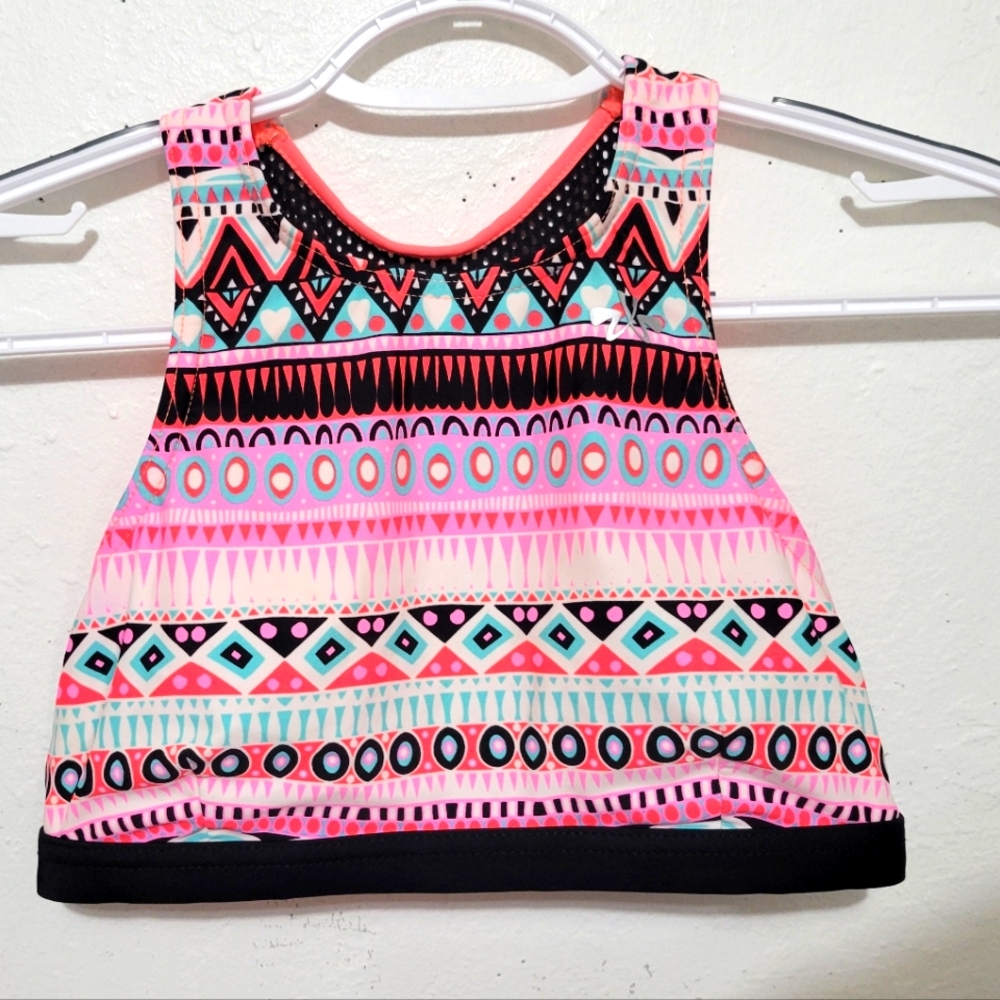 ZXSPORT Colorful Geometric Swim Padded Top Small